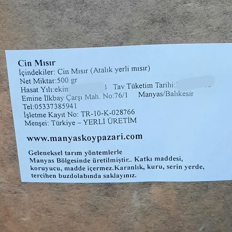 Cin Mısır Patlatmalık GDO'suz Mısır-500 gram - Görsel 2