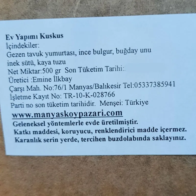 Kuskus El Yapımı - Köy Kuskusu 500 gr'lık paket - Görsel 2