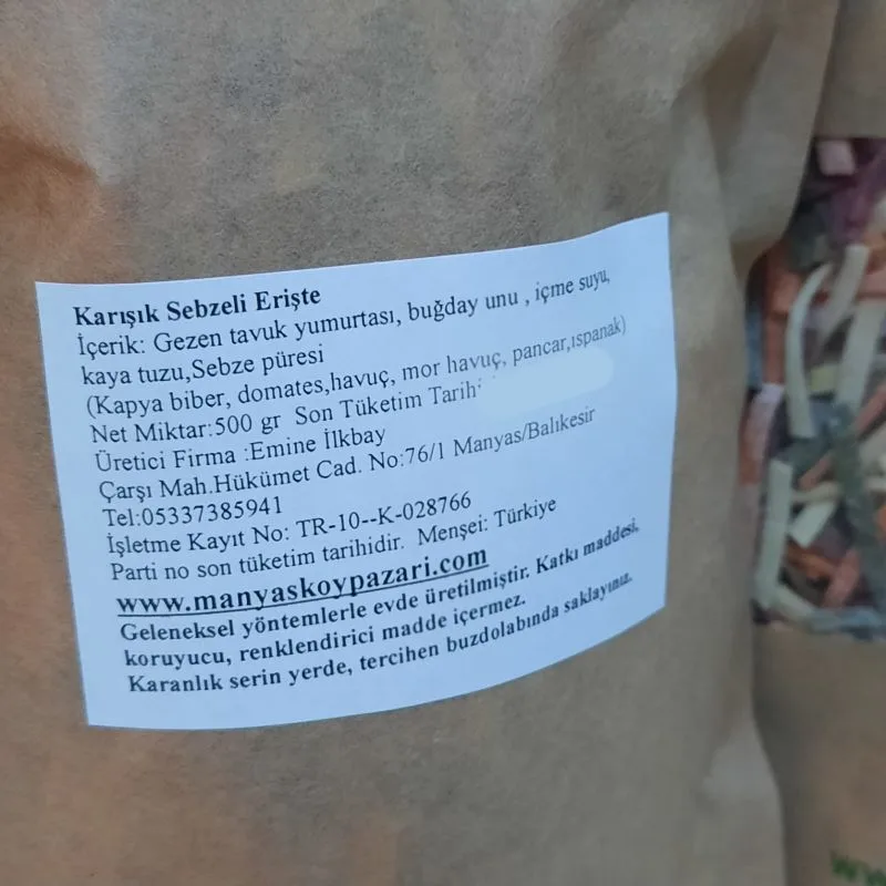 Karışık Sebzeli Yumurtalı Erişte 500gr - Görsel 2