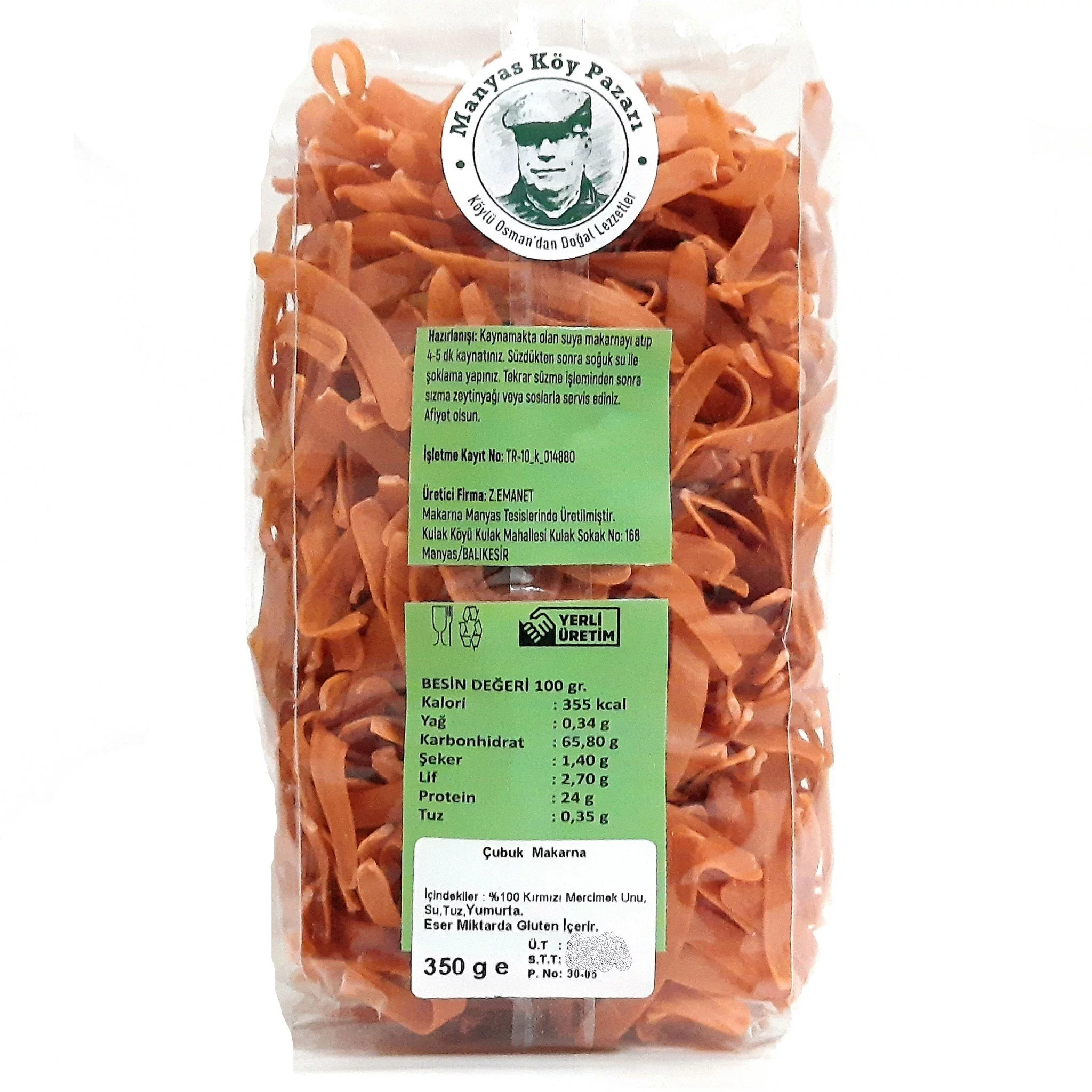 Makarna Kırmızı Mercimek Unundan 350 gram