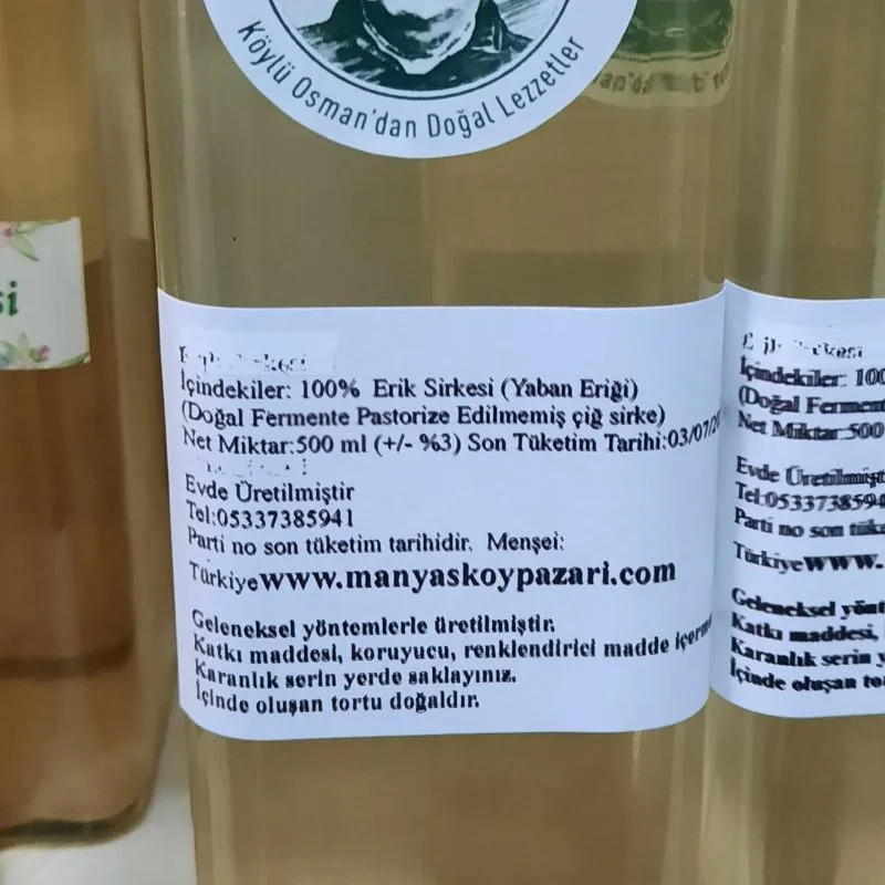 Kırmızı Erik Sirkesi (500 ml) - Doğal Fermente - Görsel 3